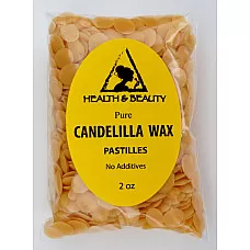 Las hojuelas de cera de candelilla veganas orgánicas barbas pastillas 100% puro 2 oz
