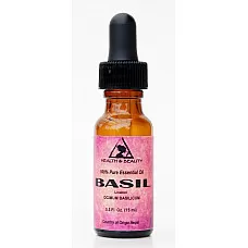 Basil essential oil linalool aromatherapy 100% pure glass dropper 0.5 oz, 15 ml
