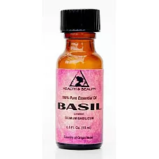 Basil essential oil linalool aromatherapy 100% pure glass bottle 0.5 oz, 15 ml