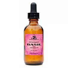 Basil essential oil linalool aromatherapy 100% pure glass dropper 2 oz, 59 ml