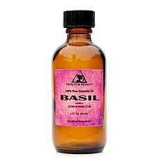 Basil essential oil linalool aromatherapy 100% pure glass bottle 2 oz, 59 ml