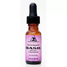 Basil essential oil methyl chavicol aromatherapy pure glass dropper 0.5 oz 15 ml