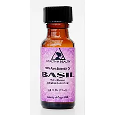 Albahaca aceite esencial metil chavicol aromaterapia botella de vidrio puro 0.5 oz, 15 ml