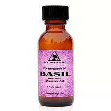 Basil essential oil methyl chavicol aromatherapy pure glass bottle 1 oz, 30 ml