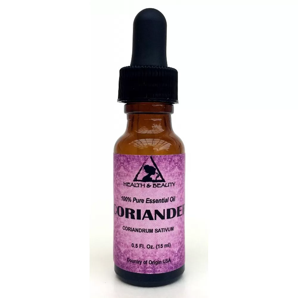 Aromaterapia de aceite esencial de cilantro 100% puro, vidrio natural, gota 0.5 oz, 15 ml