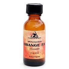 Naranja 5x (5 veces) aceite esencial botella de vidrio de aromaterapia orgánica 1 oz, 30 ml