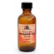 Naranja 5x (5 veces) aceite esencial aromaterapia orgánica botella de vidrio 2 oz, 59 ml