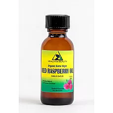 Aceite de semilla de frambuesa roja sin refinar orgánico botella de vidrio puro prensado en frío 1 oz
