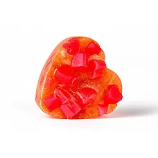 Valentines heart all natural handmade orange scent red & gold 4 oz soap bar