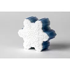 Jabón grande de copo de nieve hecho a mano azul con aroma de brisa del océano de Navidad, barra de 4 oz completamente natural