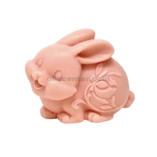 Jabón en barra con forma de conejito de Pascua rosa en 3D, hecho a mano, totalmente natural, hidratante para el cuerpo y la piel