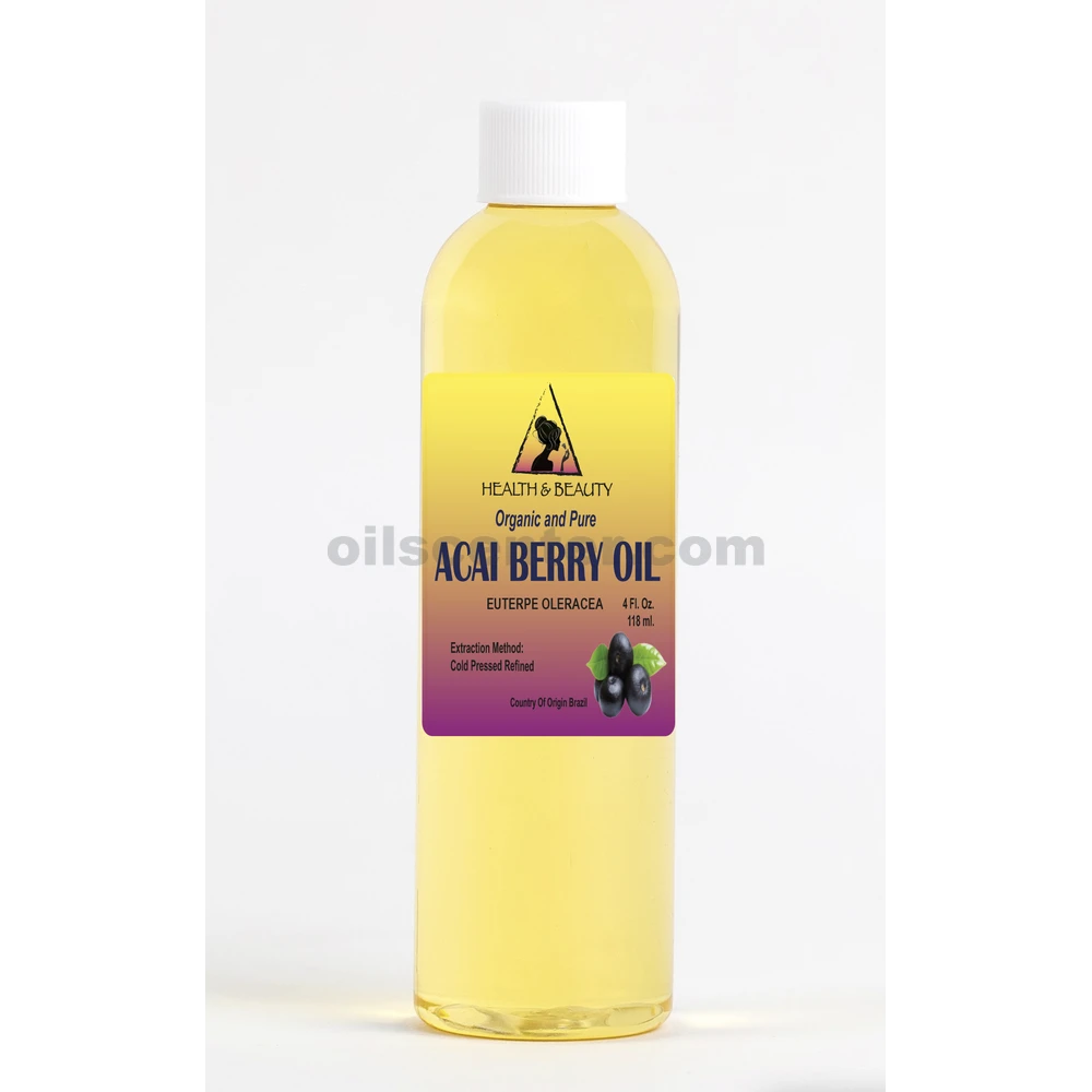 Aceite de baya de Acai refinado orgánico prensado en frío premium natural puro 4 oz