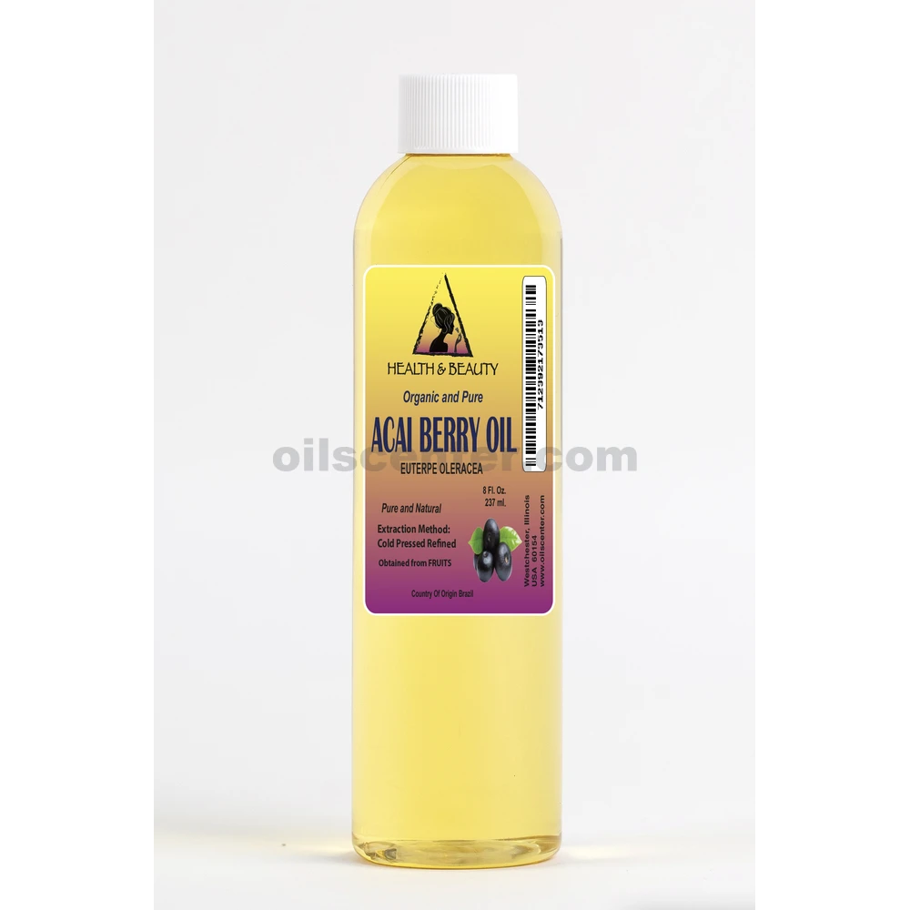 Aceite de baya de Acai refinado orgánico prensado en frío premium natural puro 8 oz