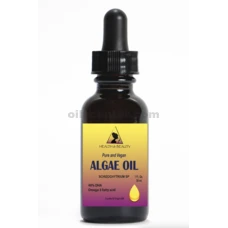 Huile d'algues végétalienne DHA-40 % Acides gras oméga-3, pure et naturelle, compte-gouttes en verre, 1.0 oz