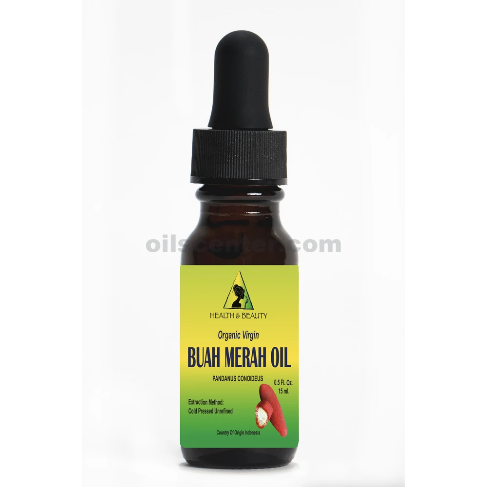 Aceite Buah Merah Sin Refinar, Orgánico, Virgen, Natural, 100% Puro, Gotero de Vidrio de 0.5 oz