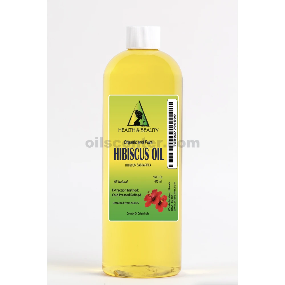 Aceite de Semilla de Hibisco Refinado, Orgánico, Prensado en Frío, Natural, 100% Puro 16 oz