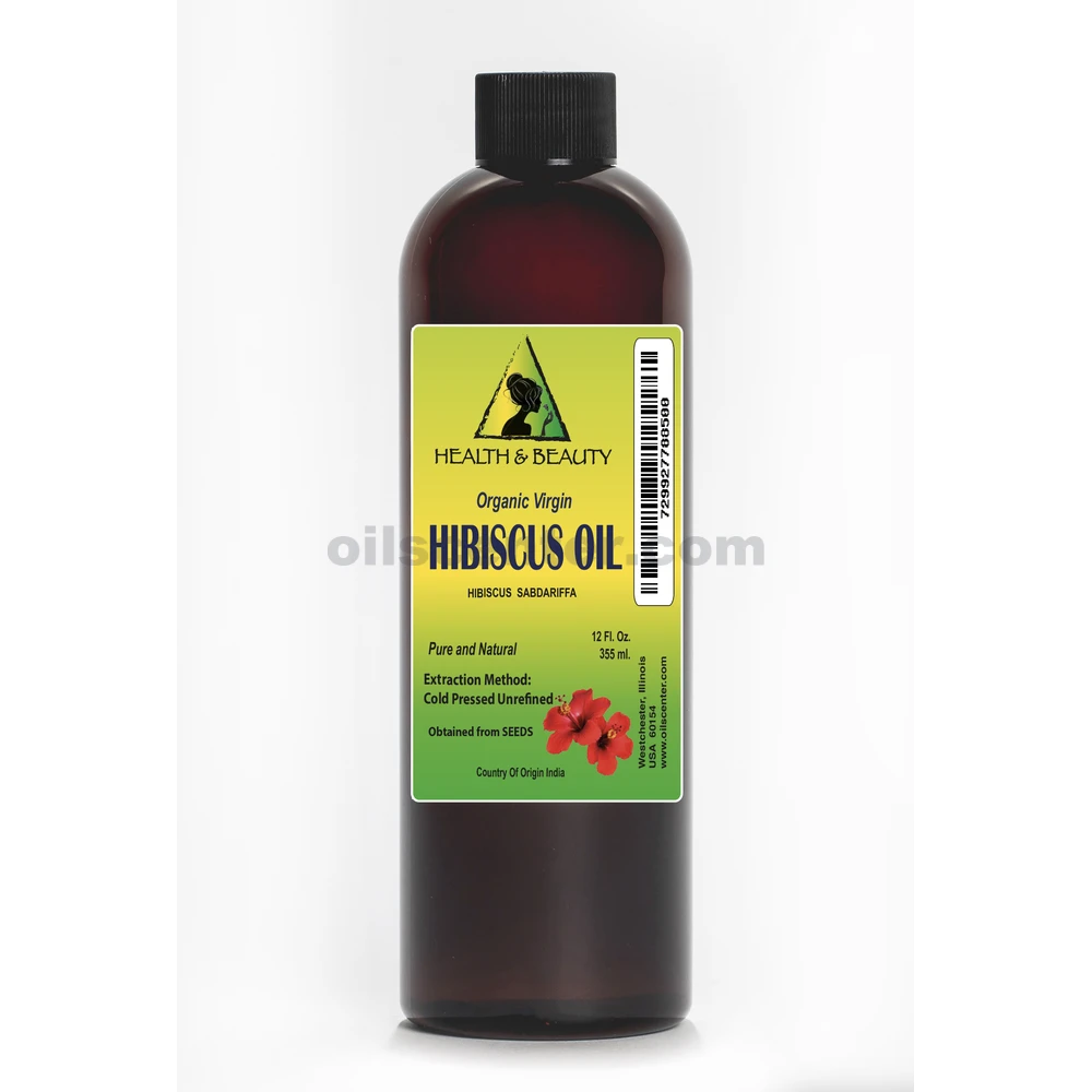 Aceite de Semilla de Hibisco, Orgánico, Virgen, Prensado en Frío, Natural, 100% Puro 24 oz