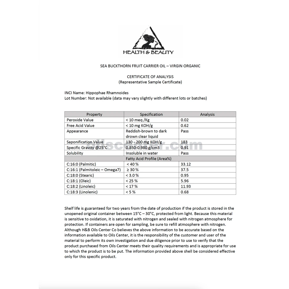 Sea buckthorn oil unrefined organic extra virgin co2 extracted prime pure 7 lb