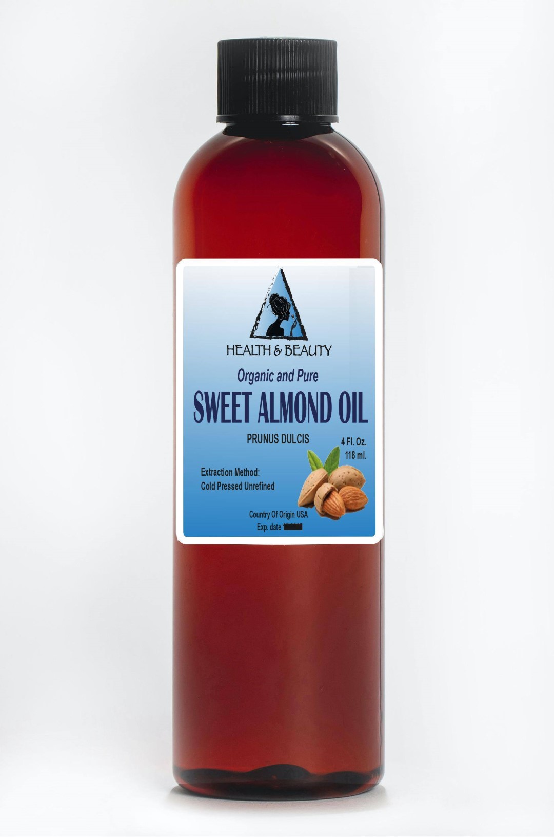 Sweet almond oil unrefined organic carrier cold pressed 100 pure 4 oz